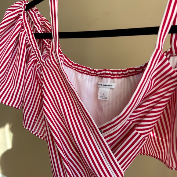 Club Monaco Vintage Cherry Red Wrap Dress w/ Drop-Shoulder - Picture 4 of 4